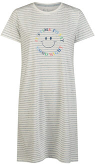 Dames nachthemd korte mouw goodnight gestreept Wit