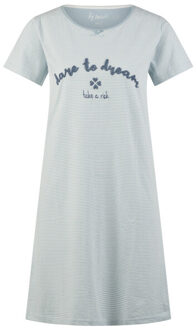 Dames nachthemd korte mouw katoen blauw gestreept Lichtblauw - S