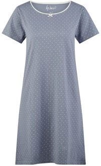 Dames nachthemd korte mouw katoen gestipt Blauw - S