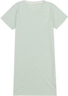 Dames nachthemd korte mouw mint gestipt - maat M Groen