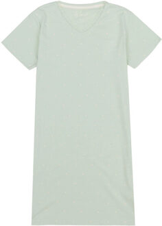 Dames nachthemd korte mouw mint gestipt - maat S Groen