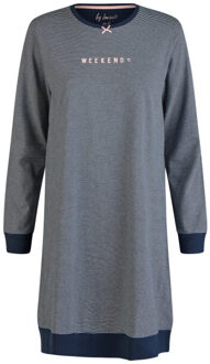 Dames nachthemd lange mouw donker gestreept - maat M Blauw