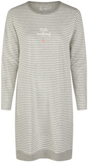 Dames nachthemd lange mouw gestreept Grijs