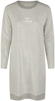 Dames nachthemd lange mouw gestreept - maat L Grijs