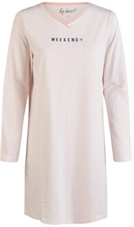 Dames nachthemd lange mouw gestreept Roze