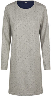 Dames nachthemd lange mouw katoen gestipt Grijs