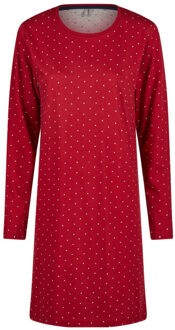 Dames nachthemd lange mouw katoen gestipt Rood