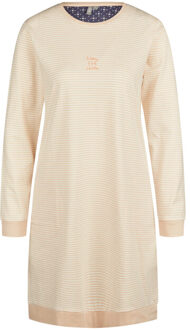 Dames nachthemd lange mouw katoen gestreept - maat L Oranje