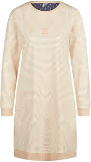 Dames nachthemd lange mouw katoen gestreept - maat S Oranje