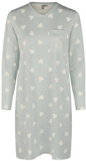 Dames nachthemd lange mouw mintgroen hartjes Veelkleurig - XL