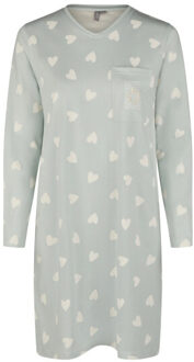 Dames nachthemd lange mouw mintgroen hartjes Veelkleurig