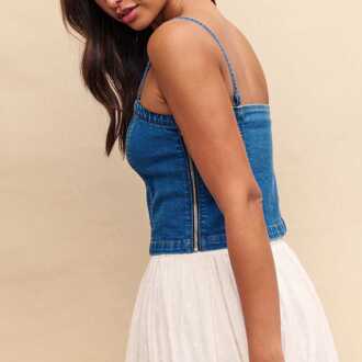 Dames Nobodys Child Brompton Denim Bandeau Top in Blauw