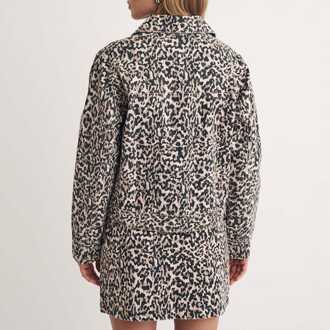 Dames Nobodys Child Frankie Luipaardprint Denimjack in Dierenthema - EU 36 / UK 8