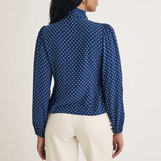 Dames Nobodys Child Karen Polka Dot Stropdas Blouse in Blauw