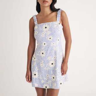 Dames Nobodys Child Kitty Floral Mini Dress in Blauw - maat