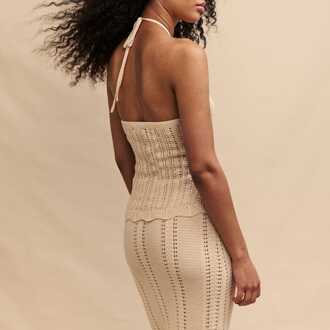 Dames Nobodys Child Nep Haak Haltertop in Crème