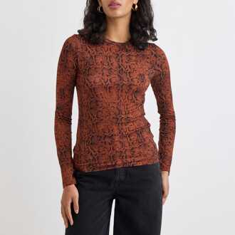 Dames Nobodys Child Spencer Dierenprint Langemouwen Top in Kastanje - EU 34 / UK 6