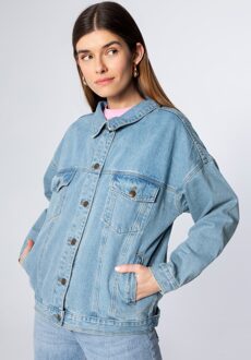 Dames Oversized Denim Jasje Blauw Katoen