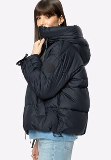 Dames oversized gewatteerde jas met manchetten aan de mouwen Donkerblauw