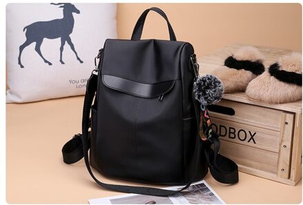 Dames Oxford Doek Grote Capaciteit Multifunctionele Rugzak, Vrouwelijke Student Mode Rugzak, Street Schoudertas zwart