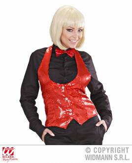 Dames paillettenvest rood Rood - Zalm