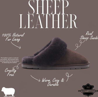 Dames pantoffels van echt schapenvacht, bruin suède - Luna - EU 36