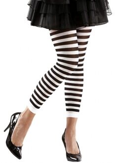 Dames panty wit met zwart - gestreept - 70 denier - one size Multi