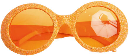 Dames party bril - Oranje met glitters - Seventies/disco - Koningsdag