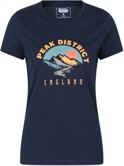 Dames Peak District Berglandschap T-shirt (Marineblauw) - maat EU 40 / UK 12 Navy