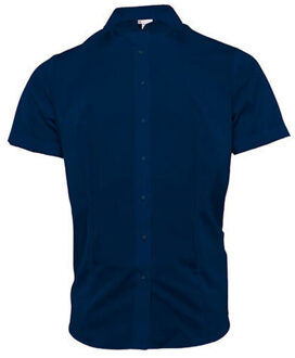 Dames poplin comfort blouse met korte mouwen - maat 40 Blauw