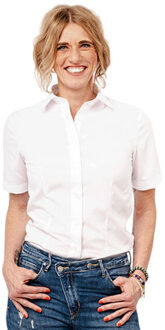 Dames poplin comfort blouse met korte mouwen Wit - 40
