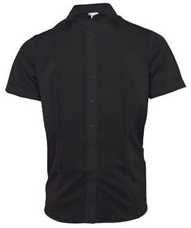 Dames poplin comfort blouse met korte mouwen Zwart - 40