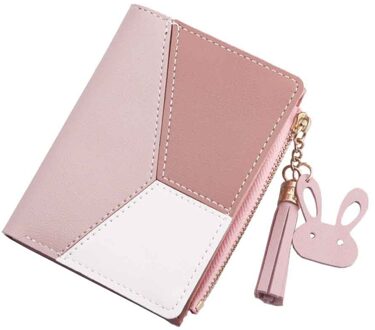 Dames Portemonnee Korte Portemonnee Trend Gesp Zip Tas Kwastje Vrouwen Portefeuilles Pu Lederen Portemonnee Leer Slanke Portemonnee Kaarthouder # LR1 Roze