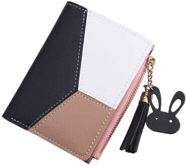 Dames Portemonnee Korte Portemonnee Trend Gesp Zip Tas Kwastje Vrouwen Portefeuilles Pu Lederen Portemonnee Leer Slanke Portemonnee Kaarthouder # LR1 zwart