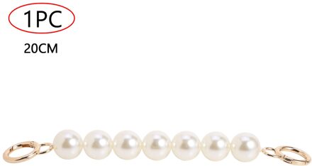 Dames Portemonnee Tas Keten Korte Wallet Chain Handle Imitatie Parel Kralen Handvat Ketting Met Gesp Handtas Vervanging Accessoires wit 20cm