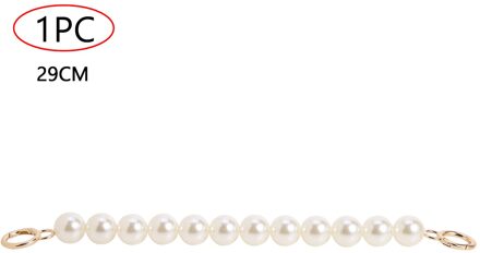 Dames Portemonnee Tas Keten Korte Wallet Chain Handle Imitatie Parel Kralen Handvat Ketting Met Gesp Handtas Vervanging Accessoires wit 29cm