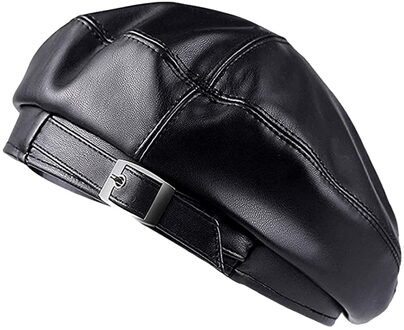 Dames Pu Leather Casual Baret Hoeden Mode Lederen Franse Kunstenaar Beret Hoeden Voor Vrouwen Meisjes Herfst En Winter Zachte Baretten zwart