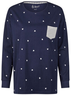 Dames pyjama lounge set donker hartjes - maat XL Blauw