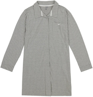 Dames pyjama nachthemd lange mouw gestreept Grijs - S