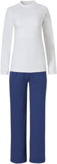 Dames pyjama set interlock lange mouw + broek / blauw Wit - XL