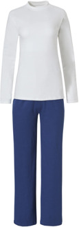 Dames pyjama set interlock lange mouw + broek / blauw Wit - XXL