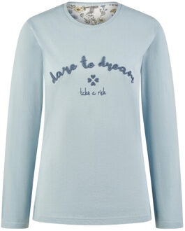 Dames pyjama set lang dare to dream bloemen print - maat S Lichtblauw