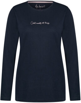 Dames pyjama set lang donkerblauw gestreept Veelkleurig