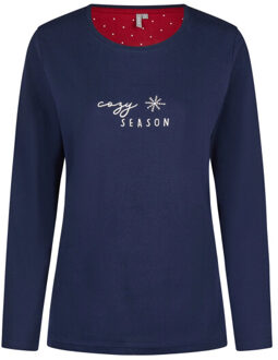 Dames pyjama set lang katoen blauw Veelkleurig - XL