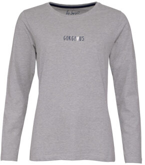 Dames pyjama set lang katoen grijs / donkerblauw gestreept Veelkleurig