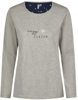Dames pyjama set lang katoen grijs Veelkleurig - XL