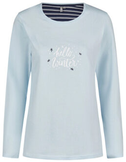 Dames pyjama set lang katoen lichtblauw - XL