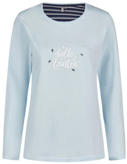 Dames pyjama set lang katoen lichtblauw - XXL