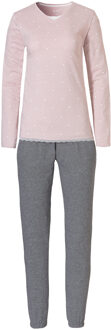 Dames pyjama set lang katoen roze / grijs Print / Multi - XL