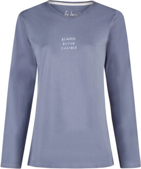 Dames pyjama set lang v-hals donkerblauw gebloemd - M